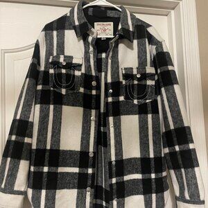 Women's TRUE RELIGION flannel, black and white jacket size M. great condition